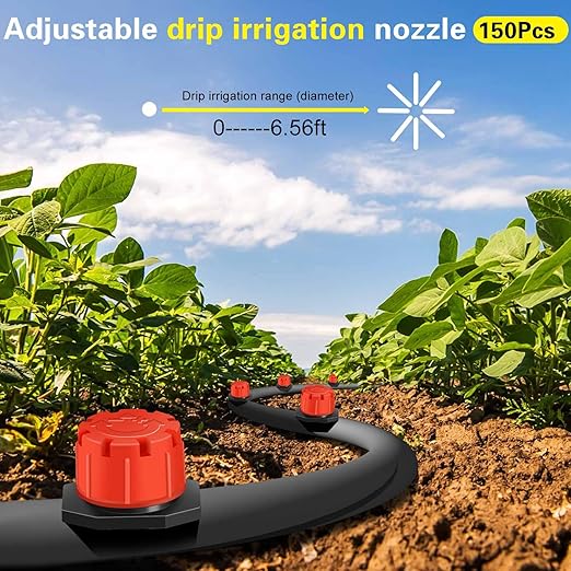 Drip irrigation emitters, 150+30Pcs/set drip irrigation parts for garden watering system, Adjustable nozzle drip irrigation spray nozzle， Used in vegetable gardens, gardens, orchards, etc,automatic