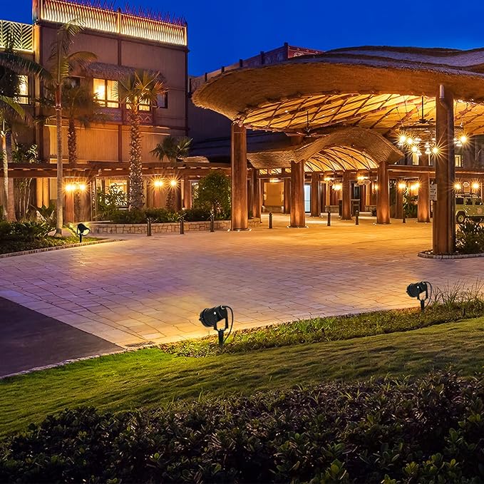 LED Landscape Spotlights Low Voltage 5W 12V 24V Garden Pathway Lights Waterproof IP66 Warm White Walls Trees Flags Outdoor Landscape Lights with Stakes