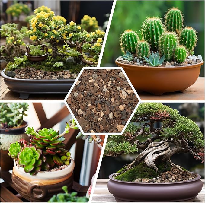 Bonsai Soil Mix 4qt, Potting Soil Mix Ready to Use for Bonsai Tree and Indoor Plants, Composed of Akadama, Lava Rock, Prumice, Bark
