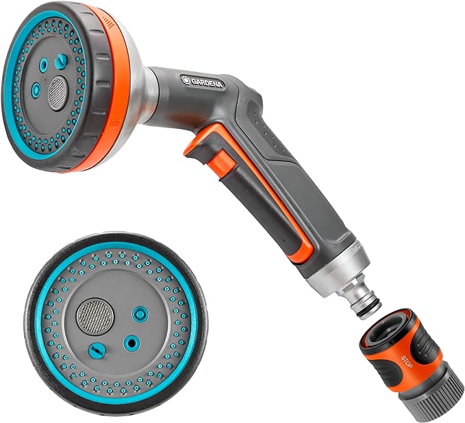 GARDENA (3817M-FP) Frost Proof - Premium Metal Multi Sprayer (Five Spray Patterns) + Water Stop