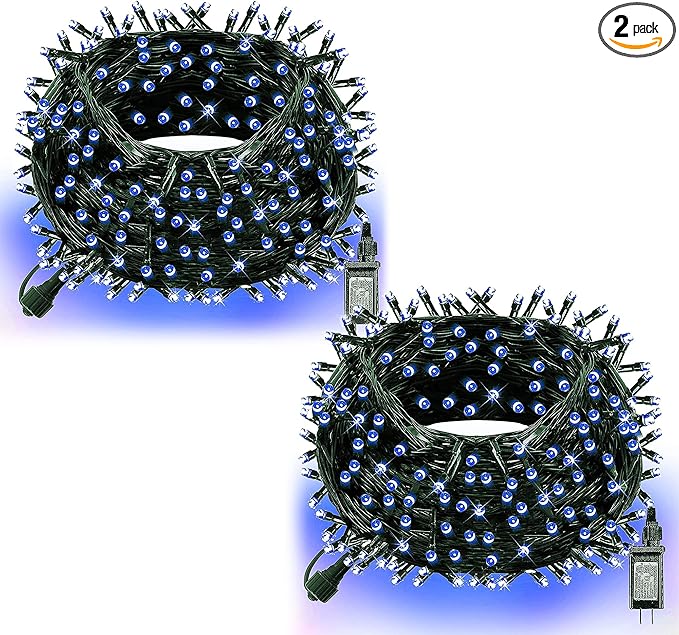 Dazzle Bright 132FT 400 LED Christmas Lights, Christmas String Lights Plug in with 8 Modes, Waterproof Christmas Decorations for Xmas Indoor Outdoor Party Home Tree Decor, Blue