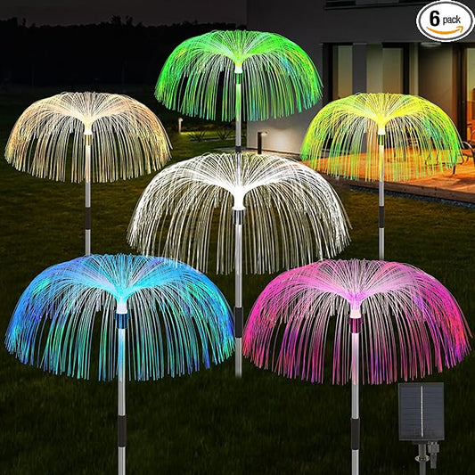 Solar Light for Outside 6 Pack 7 Colors Changing Jellyfish Light Outdoor Waterproof Solar Flowers Garden Lights for Yard Pathway Lawn Festival Wedding Party Decoration