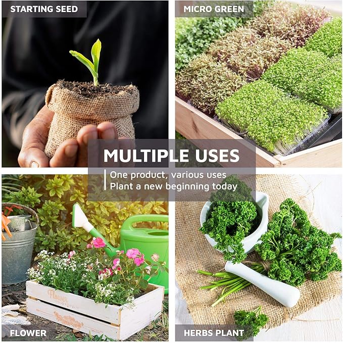 UBICON Easy Use Coco Coir Organic Top Soil for Indoor/Outdoor Plants; 4 Bricks Expands to 10 Gallons, Excellent Aeration, Reduces Weed Growth, and Retains Water (4)