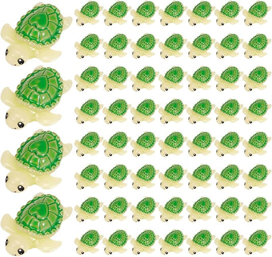 60 Pcs Mini Resin Tortoise,Cute Miniature Sea Turtle Figurines,Tiny Ocean Tortoise Statues for Fairy Garden Landscape Birthday Party Ornament Home Plant Decor Crafts DIY(Green)