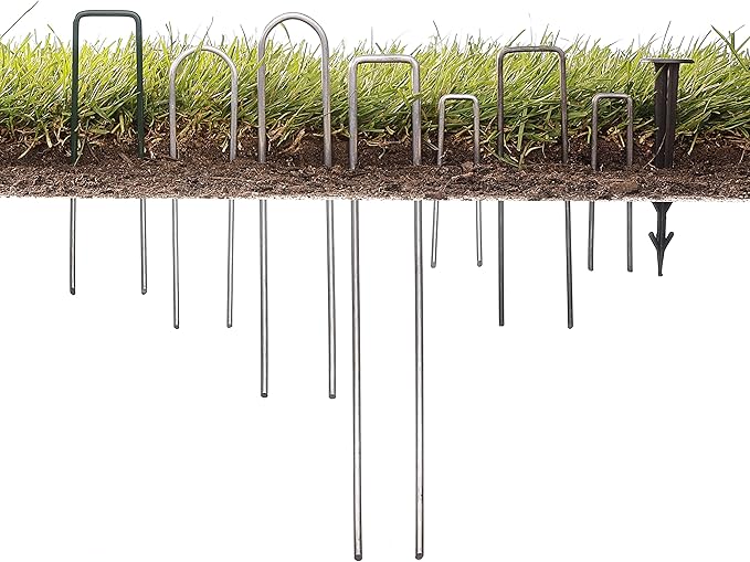 250-Pack Anti-Rust 6'' 11 Gauge Heavy-Duty Flat-Top U-Shaped Garden Stakes Staples Spikes Pins Pegs - Ground Stakes for Anchoring Landscape Fabric