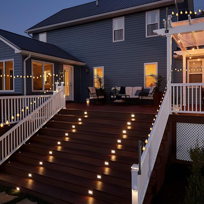 Suchtale 8 Pack 1.3 FT String Light Poles, Suspension Outdoor Fence Post Lights with Clip and Bracket, Outside String Lights Hanging, Wall Mounting Stand for Patio Garden Backyard Wedding Party, Black