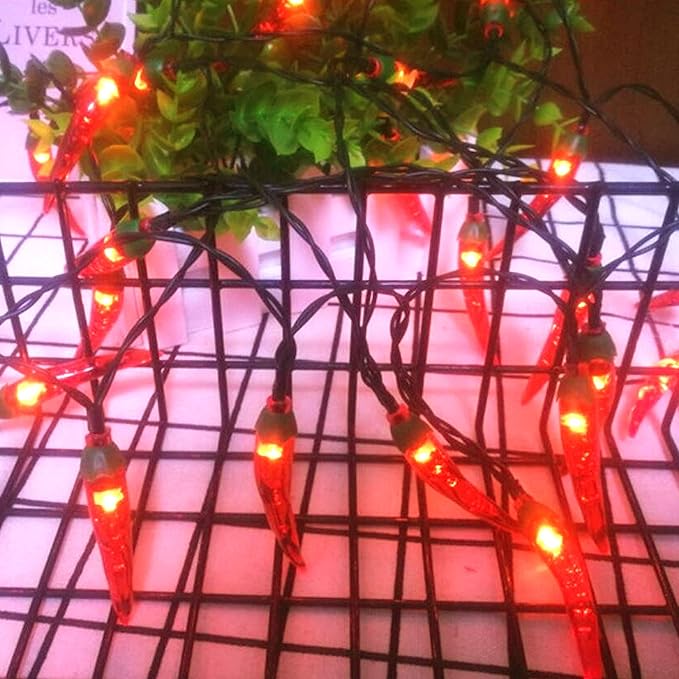 100 LED Chili Shape Fairy String Lights, Solar Operated, Red, 10m Length, Outdoor Use, Wedding, Christmas Decoration