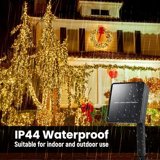 Solar String Lights for Outside, 2 Pack 100 Led Solar String Lights Outdoor Waterproof 100ft Solar Fairy Lights 8 Lighting Mode Solar String Lights Idea for Garden,Courtyards,Trees(Warm White)