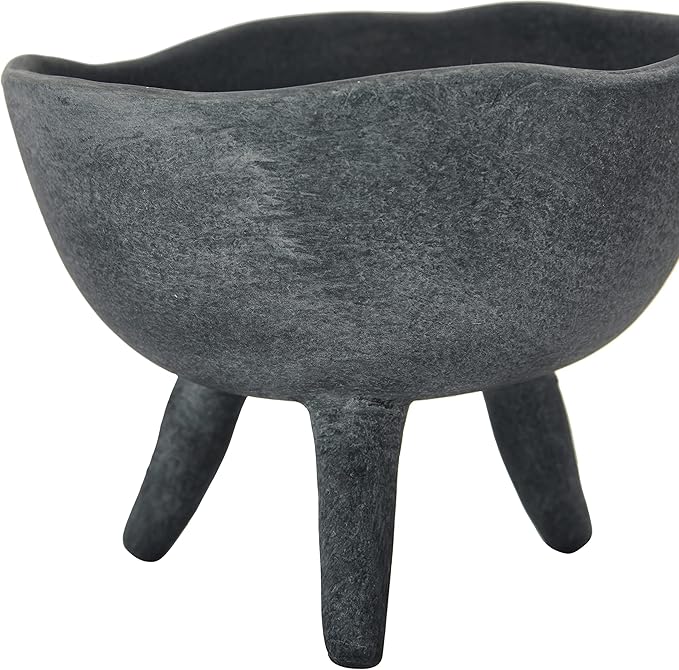 Creative Co-Op Boho Terracotta Footed Planter, Matte Black