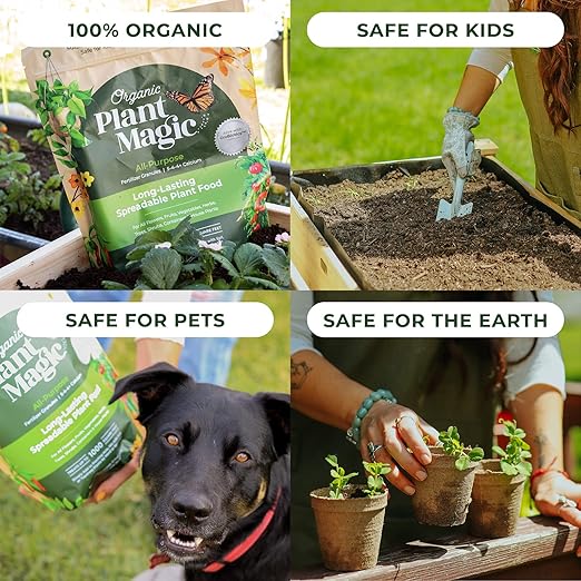 Organic Plant Magic - Truly Organic™ Slow Release Granular Fertilizer : Long-Lasting Plant Food Granules - Indoor & Outdoor Flowers, Vegetable Gardens, Fruit Trees, Shrubs, House Plants [One 4 lb Bag]