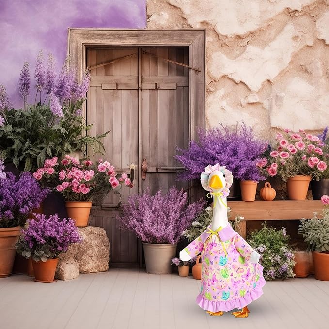 Spring Butterfly Goose Outfit Lawn Porch Goose Clothes 23" Spring Butterfly Outdoor Patio Yard Lawn Art Decoration