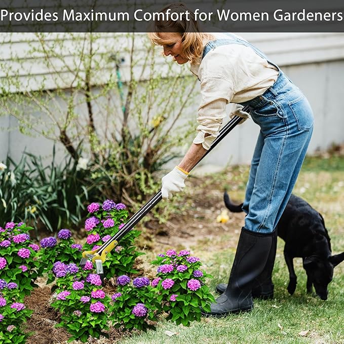 DonSail Hoe Garden Tool - Scuffle Garden Hula Hoes for Weeding Gardening Long Handle Heavy Duty - Adjustable Weeding Loop Stirrup Hoe 30-43 Inch Black