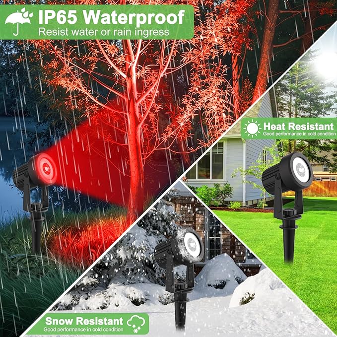 RGB Solar Spot Lights Outdoor 2Pack Color Changing Landscape Lighting IP65 Waterproof Auto Dusk to Dawn Spotlights Outside for Garden Yard Pathway