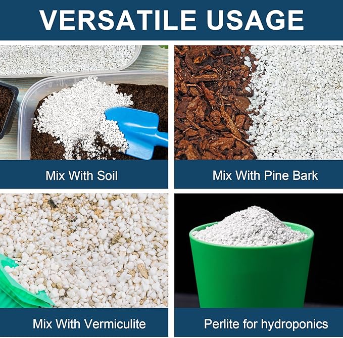 Horticultural Perlite for Plants 4qt, Chunky Perlite Bulk for Gardening, Soil Amendments to Improve Soil Aeration & Dranage for Houseplant