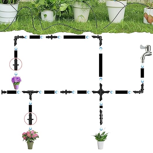 Drip Irrigation Parts, 1/4 Drip Irrigation Fittings Drip Irrigation Kit - Drip Line Connectors 1/4 Barbed Connector Drip Irrigation Connectors 1/4 Irrigation Tubing 30 Pcs