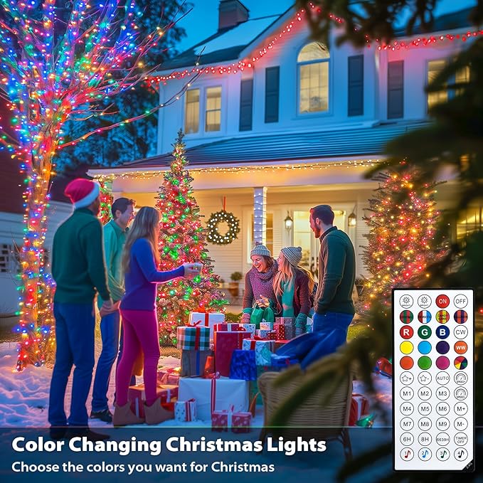 JMEXSUSS 800 LED Color Changing Christmas Lights Outdoor, 272ft 8 Modes Christmas String Lights Plug in, Waterproof Green Wire LED Christmas Tree Lights