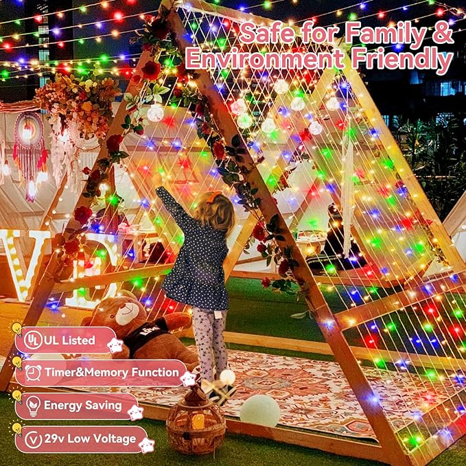 Heceltt 1140 LED 449 FT String Lights Outdoor, 8 Modes Easter Lights Plug in, IP44 Waterproof Led String Lights with Timer and Memory for Easter Yard Party Garden Decorations (Multicolor)