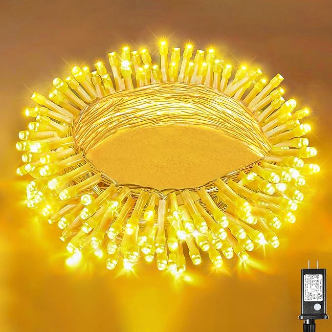 33ft 100 LED Christmas Lights Outdoor Waterproof, Warm White Christmas String Lights Indoor Clear Wire 8 Modes, Plug in Twinkle Fairy String Lights for Bedroom Wedding Home Party Garden Decorations