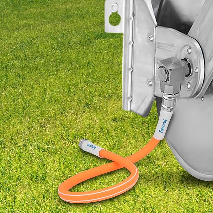 Fevone 3 ft Garden Hose, Hose Reel Leader Hose, Hybrid Polymer, Kink Resistance, Flexible, Durable, Leak Free, Aluminum Fittings, 3/4" GHT, 5/8" ID, 600 Psi, Drinking Water Safe