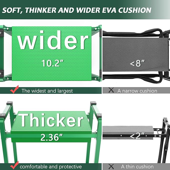 FLINTER 10.2" Wider Garden Kneeler and Seat, Heavy Duty Thick Gardening Bench for Kneeling and Seat - Garden Kneelers for Seniors, Gardening Stools for Women, Grandparents, Gardeners