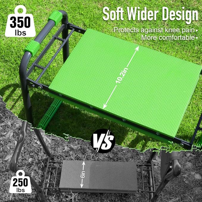 Garden Kneeler and Seat Heavy Duty with 10.2” Wider Soft Pad, Kneeler and Stool for Gardening with Extra Hand Pruner, Sturdy Garden Kneeling Bench Help Stand, Gift for Women Senior, Green