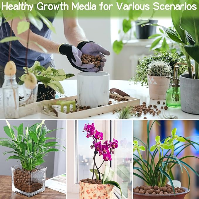 ZeeDix 10LBS Clay Balls for Plants, 4mm-16mm Expanded Clay Pebbles Natural Organic Orchid Growing Medium Clay Leca Balls for Indoor Plants, Hydroponic, Gardening, Orchids, Decoration, Aquaponics