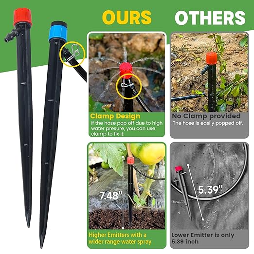 55ft Drip Irrigation System Kit, Garden Watering System DIY Automatic Irrigation Equipment Set for Lawn Raised Bed Greenhouse Plant Watering with 1/4'' Tubing, Drip Emitters, Connectors