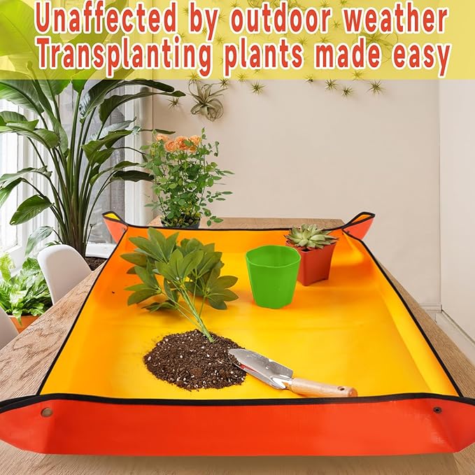 39" X 39" Extra Large Repotting Mat for Indoor Plants Transplanting and Dirt Control, Portable Potting Tray Succulent Planting Mat Gardening Gifts for Women Men Essentials for Plant Lovers