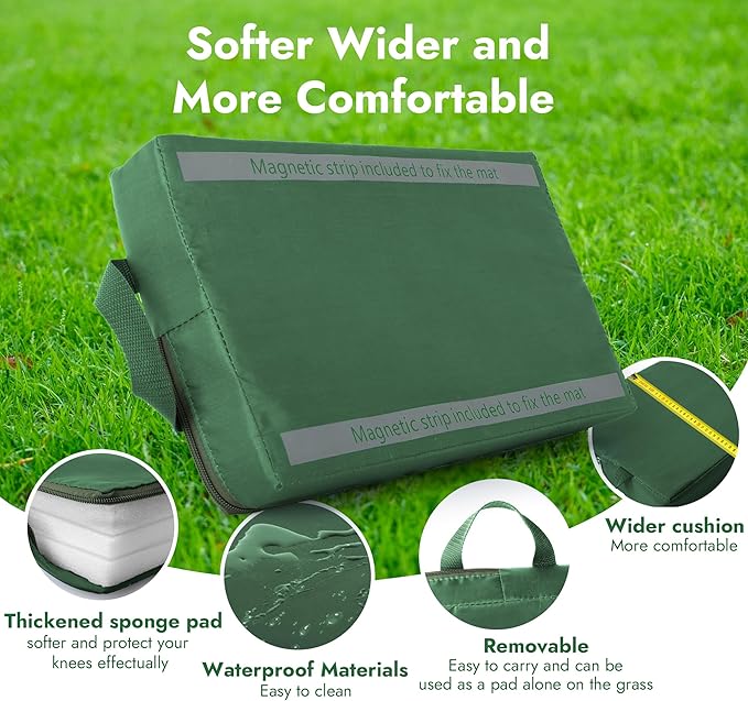Foldable Garden Kneeler and Seat, Patented Thicker Wider Softer Kneeling Pad with Magnetic Stripe, 350lbs Heavy Duty Durable Garden Stool with Tool Bag, Gardening Gift for Women and Men