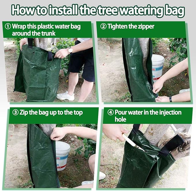20 Gallon Tree Watering Bags, Reusable, Heavy Duty, Slow Release Water Bags for Trees, Premium PVC Tree Drip Irrigation Bags 5 Pack