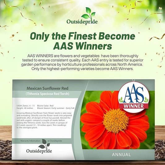 Outsidepride Red Torch Mexican Sunflower Seeds - 1000 Seeds Annual Tithonia, Fast-Growing, Heat & Drought-Tolerant Flower Seeds for Pollinator Gardens, Landscapes, & Flower Arrangements (AAS Winner)