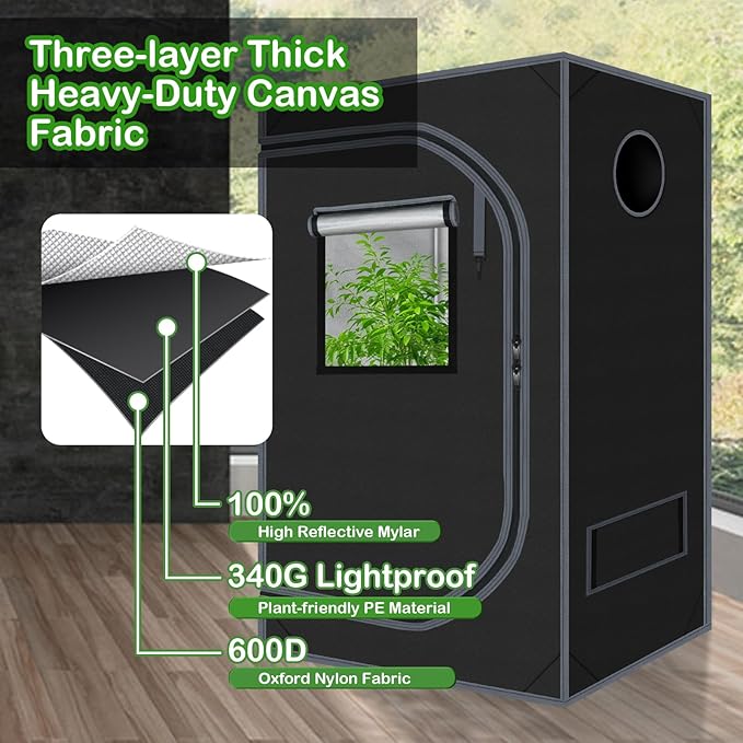 Grow Tent 24"x36"x60" Growing Tents for Indoor Plant 600D Mylar Hydroponic High Reflective Grow Tent for Plant Fruit Flower Veg Growing