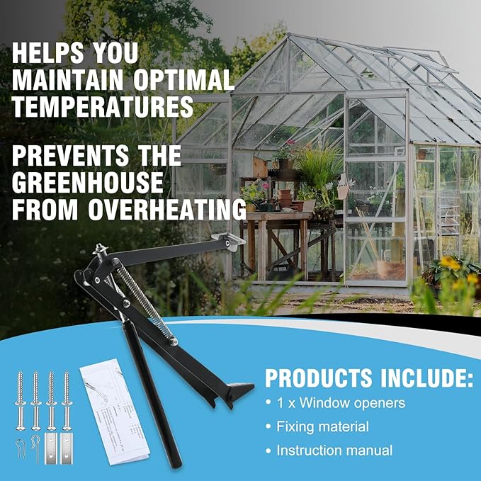 CHANGE MOORE Auto Vent Opener Automatic Greenhouse 1Pack Window Opener Roof Vent Opener Auto Vent Kit Sensitive Gardening Tools Automatic Greenhouses Supplies (Dual Spring Up to 33lbs)
