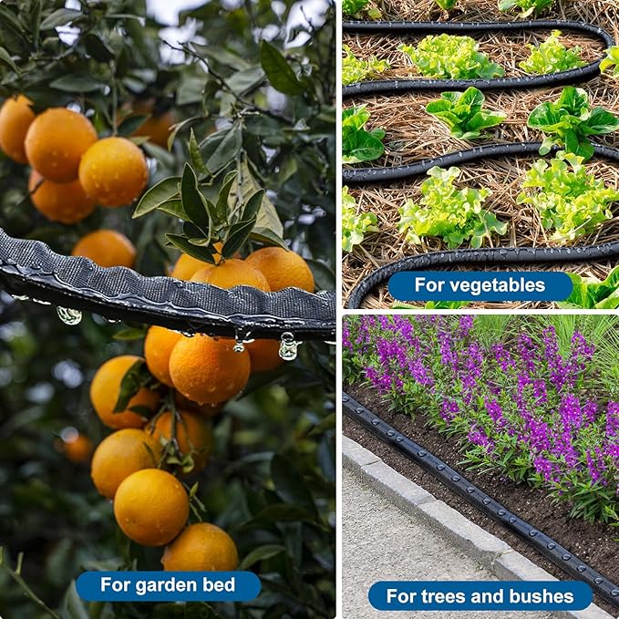 Flat Soaker Hose 25FT Lightweight and Flexible Irrigation Solution for Garden Beds Flower Beds and Lawns (25FT)