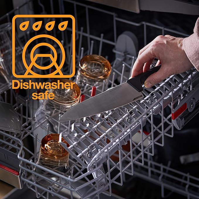 Fiskars Hard Edge Small 5.3" Chef Knife - Japanese Stainless Steel Blade Stays Sharp for Everyday Use - Non-Slip Handle for Effortless Cutting - Dishwasher Safe