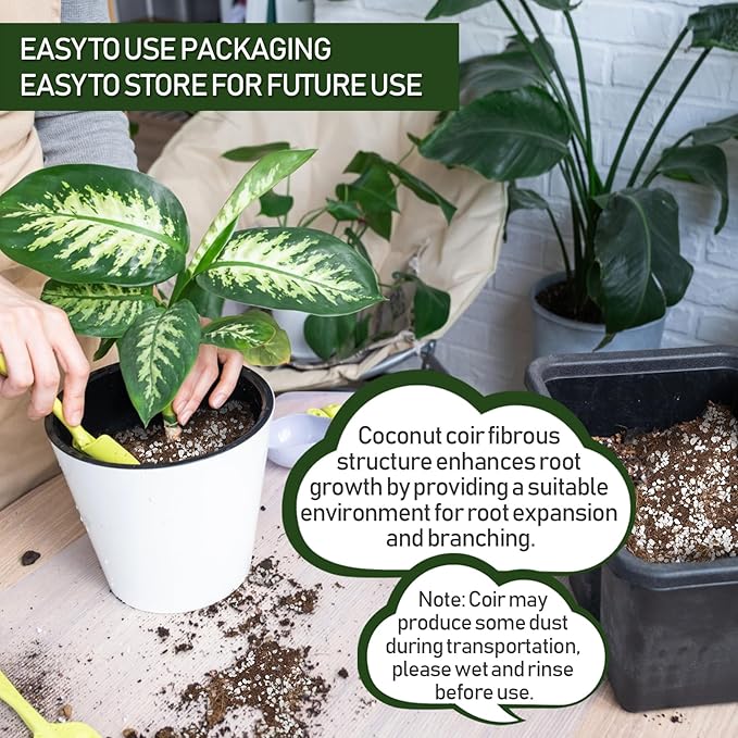 10QT Organic Coco Coir Perlite Mix, Coco Coir Mix for Plants, Coco Perlite Mix 70/30 for Gardening, for Plants Indoor, for Houseplants, to Promote Root Growth, and Water Retention and Plant Growth