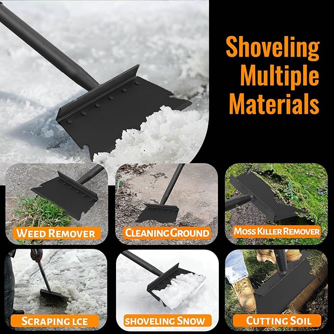 Floor Scraper Ice Scraper with 59 Inch Adjustable Handle,Garden Cleaning Shovel,Snow Shovel,Spade Shovel,Lawn Edging Scraper Shovel, Outdoor Spade Tool Garden Tool for Weeding,Digging,Ice Removal