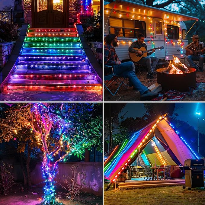 Solar Rope Lights 4 Pack,39FT 100LEDs Multicolored Waterproof Outdoor String Lighting,Remote-Control, for Pathway Pool Patio Garden Palm Tree Christmas Halloween(Multi-Color)