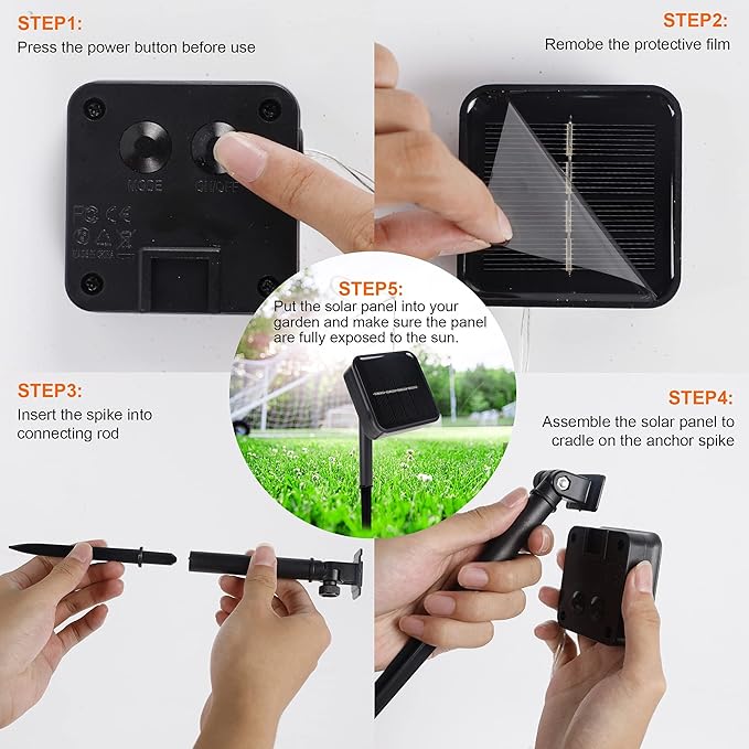 Twinkle Star 4 Pack Outdoor Solar String Lights, Total 160FT 480 LED Solar Powered Christmas Decorative Fairy Lights with 8 Modes, Waterproof Light for Xmas Patio Yard Wedding Party, Orange