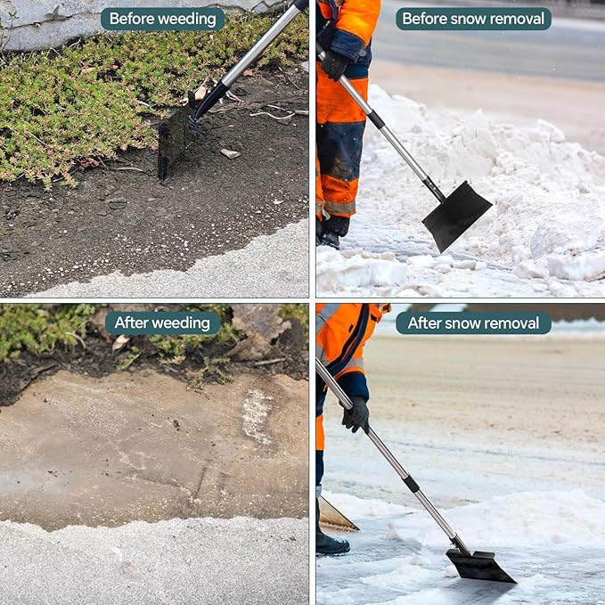 Garden Cleaning Shovel,Snow Shovels, Ice Scraper,Flat Shovel,Adjustable Handle,51.9inch,Ice Removal Tool for Road Outdoor,Garden Cleaning Scraper,Weed Remove Tool for Lawn Edging,Moss Scraper