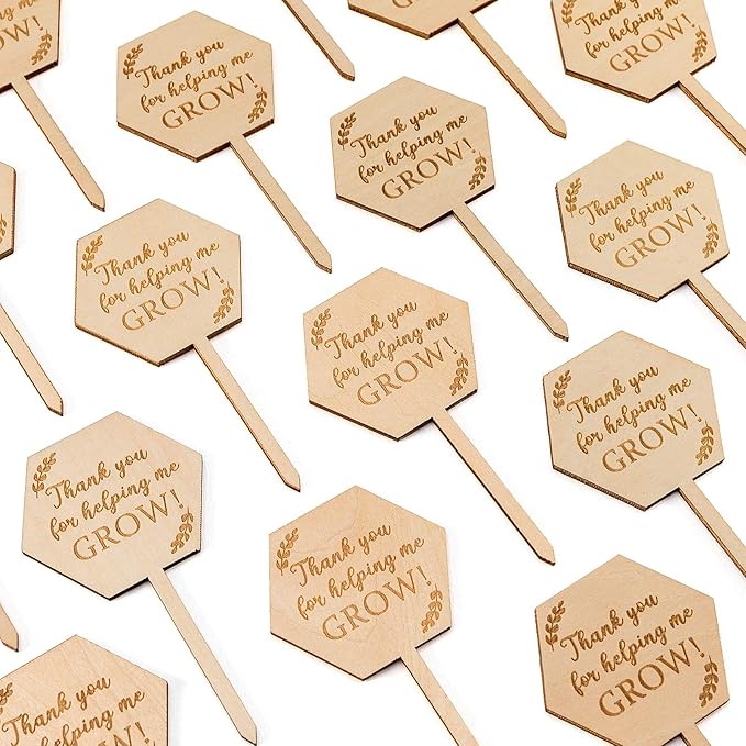 Thank You for Helping Me Grow Succulent Tags Teacher Appreciation Gifts, PARBEE 40PCS Hexagon Plant Stakes Labels Gift for Mother's Day Christmas Thanksgiving Baby Shower