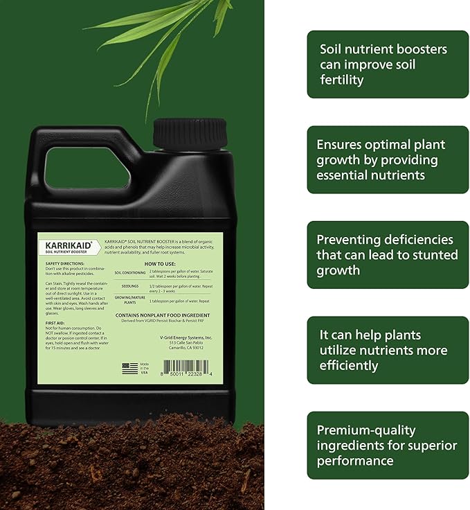 Soil Nutrient Booster Premium Plant Nutrition Formula for Lush Gardens Promotes Growth Blooms and Soil Vitality Root Stimulator for Plants - 32 fl oz