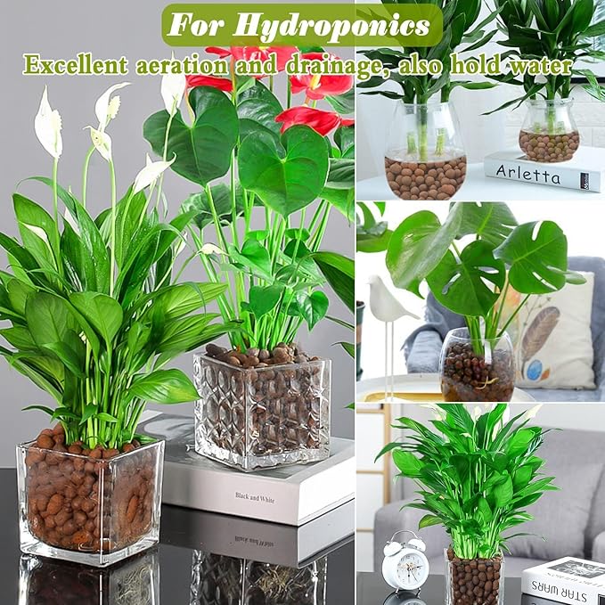 ZeeDix Leca Clay Pebbles for Plants, 14LB Leca Balls for Indoor Plants Hydroponic Grow Media, Natural Expanded Clay Pebbles for Potting Mix, Gardening Orchids Terrarium (4mm-16mm Clay Balls)