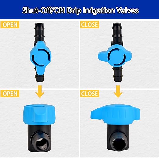 Drip Line Switch Valve Fittings Connectors For 1/2" Drip Tubing, Barbed Valve, Shut-Off Valve Drip Irrigation Parts For Irrigation System-6Pcs/pack