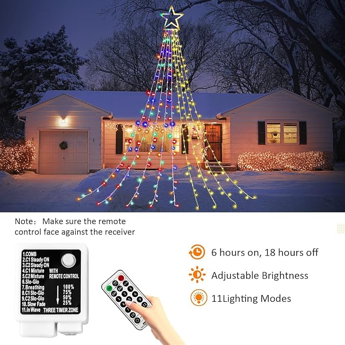 Christmas Decorations Light Outdoor, Color Changing Christmas Lights 11 Lighting Modes with Remote 16.4FT 320 LED Star String Lights Waterproof Christmas String Lights for Tree Xmas New Year