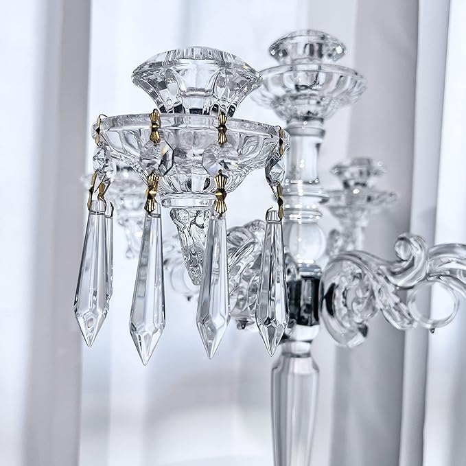 H&D 15pcs Large Clear Crystal Chandelier 60mm Icicle U-Drop Prisms Lamp Parts Brass Connectors