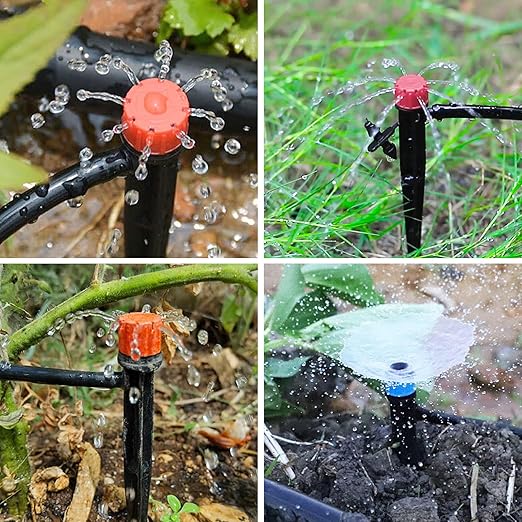 Drip Irrigation System：83FT Adjustable Irrigation Watering System for Garden Bed Greenhouse-Complete Drip Irrigation Kit with Mainline 1/4" Distribution Tubing Drip Emitters and Connectors