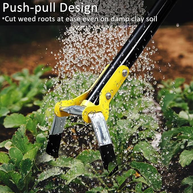 DonSail Hoe Garden Tool - Scuffle Garden Hula Hoes for Weeding Gardening Long Handle Heavy Duty - Adjustable Weeding Loop Stirrup Hoe 30-43 Inch Black