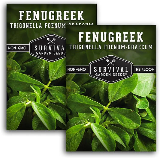 2 Packs Fenugreek Seed for Planting with Instructions to Grow Samudra Methi in Your Home Vegetable Garden - Non-GMO Heirloom - Good Microgreens or Sprouts - Survival Garden Seeds