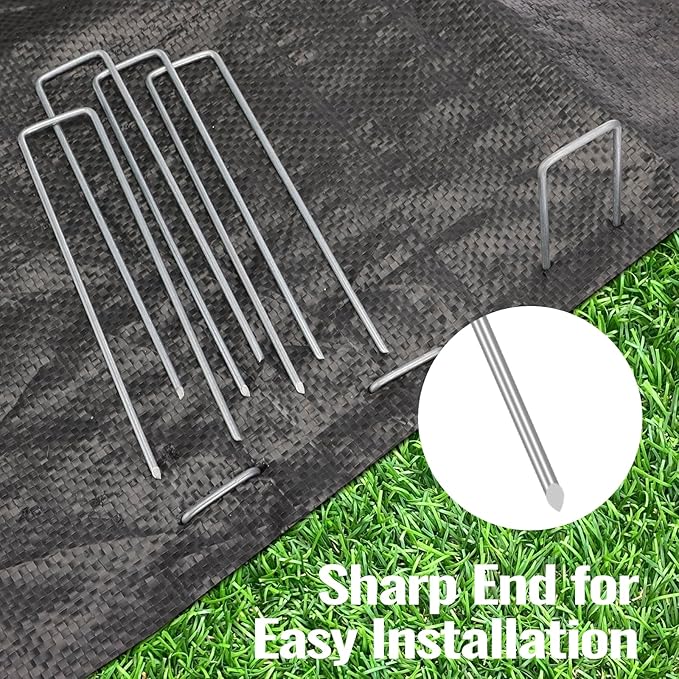 CEWOR 300 Pack Landscape Staples 6 Inches, 11 Gauge Galvanized Metal Garden Stakes Landscaping Landscape Fabric Staples Sod Pins for Lawn, Barrier Fabric, Garden Fence, Ground Cover